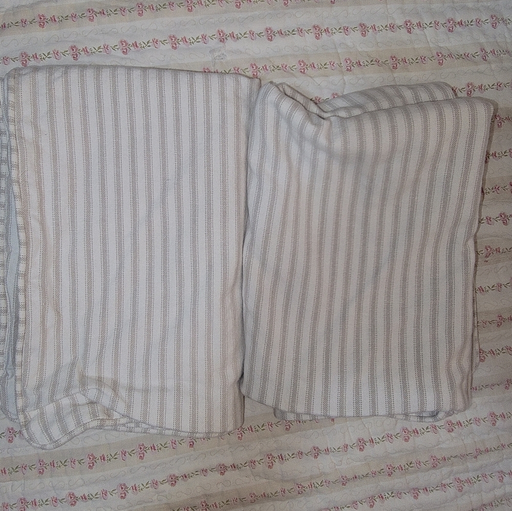 Restoration Hardware Baby And Child Pillow Shams Standard (2) Gray White Ticking